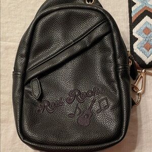 Black Vegan Leather crossbody purse